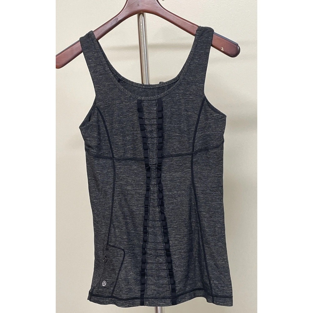 Lululemon Run Free‎ Tank Heathered Black Stretch Women's Size 8
